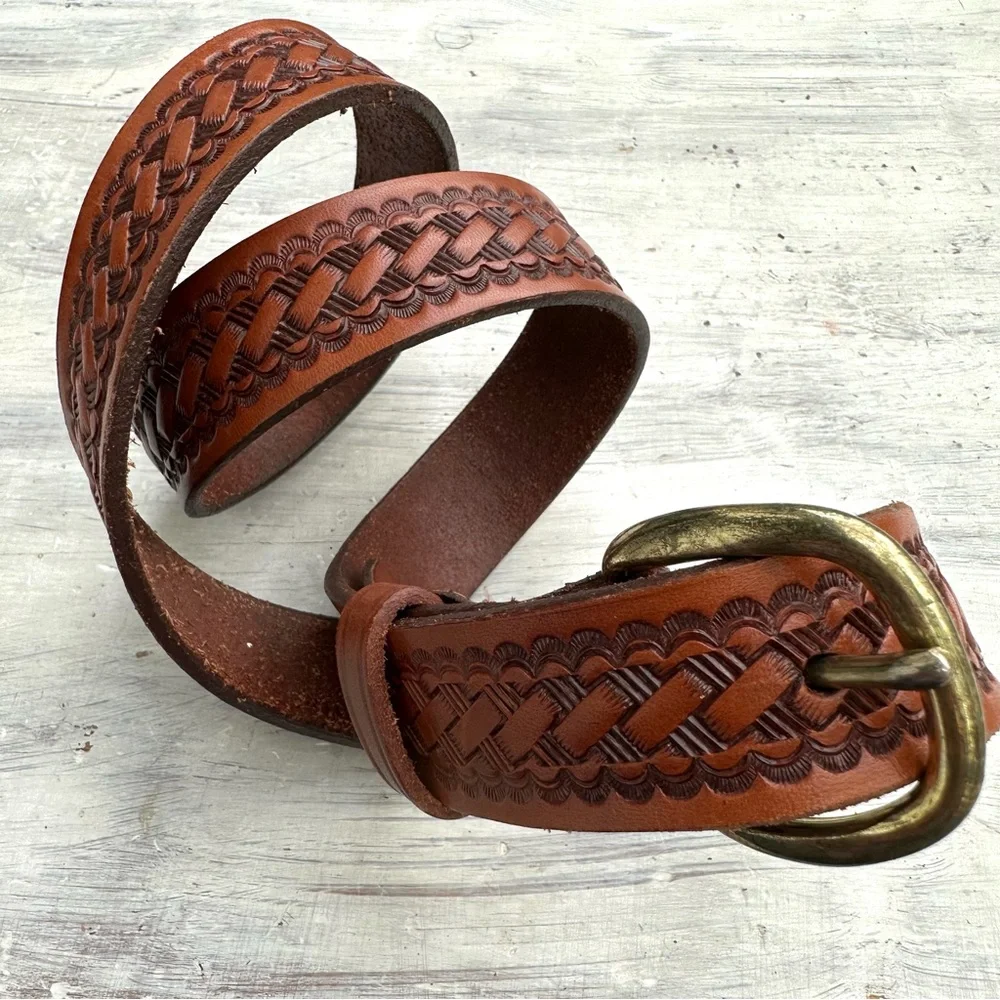Hand Tooled Western Belt 34”